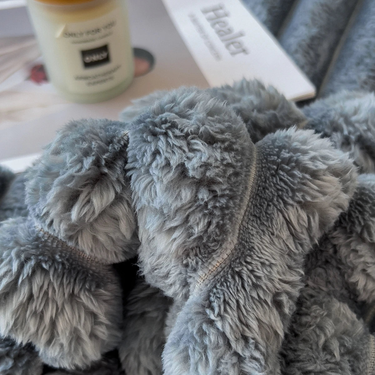 Striped Coral Fleece Blanket – Soft Multipurpose Throw for Bed, Sofa & Pets