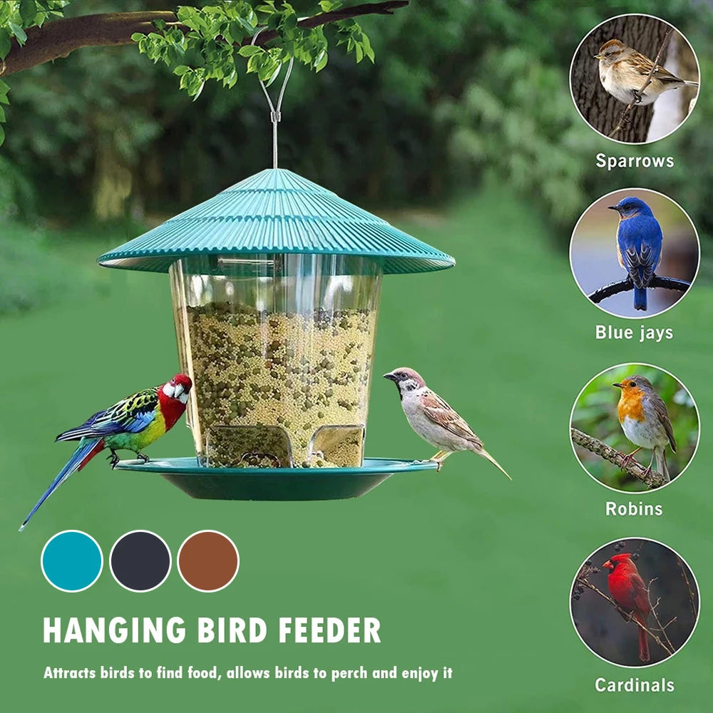Hanging Bird Feeder – Large Capacity Hexagonal Seed Dispenser for Garden & Patio